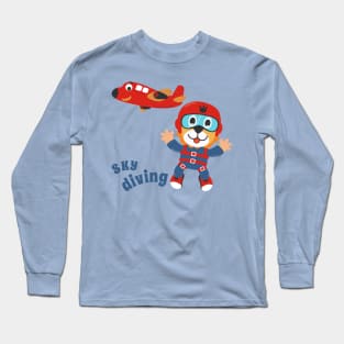 Vector illustration of a cute skydiver Long Sleeve T-Shirt